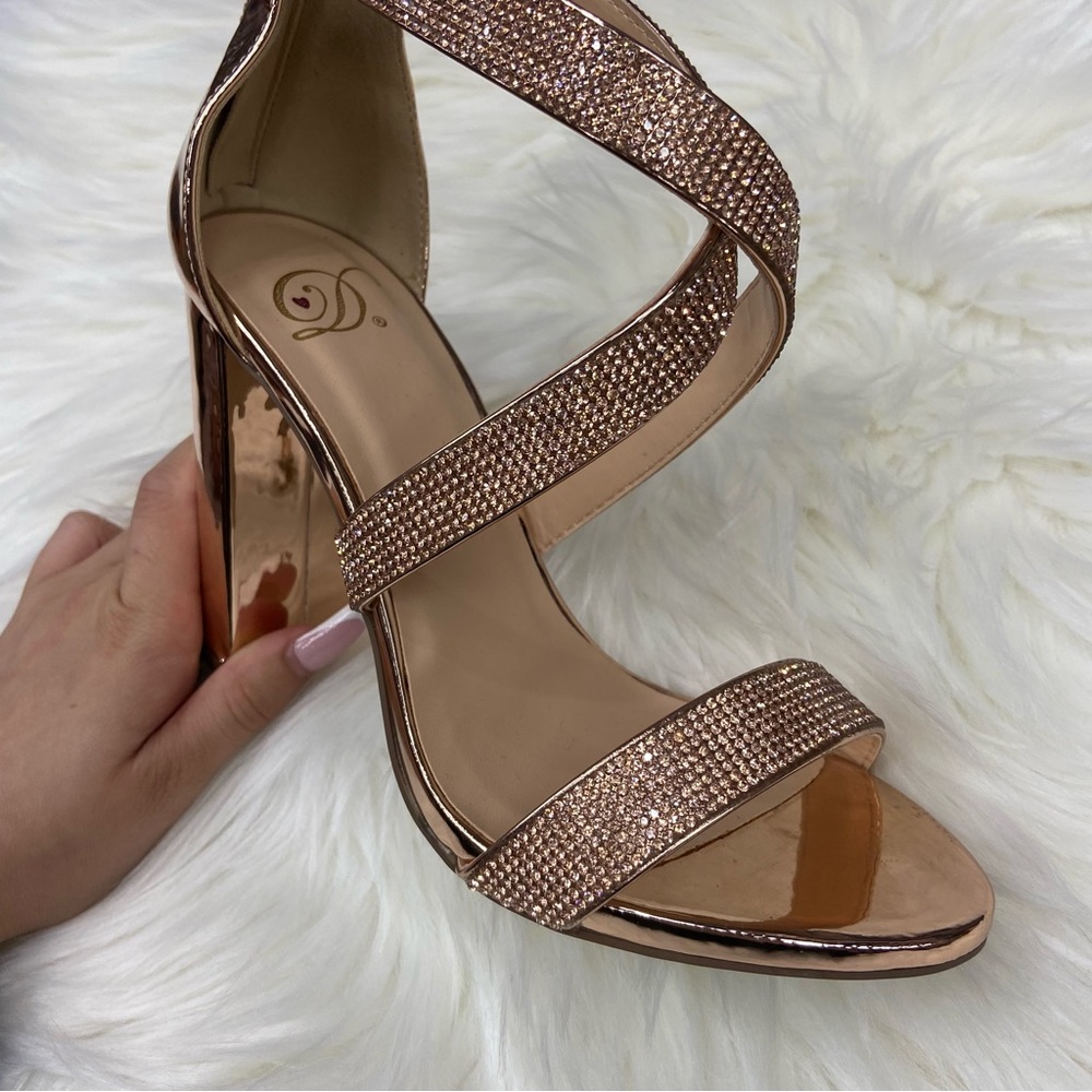 Rose Gold Rhinestone Heels - Picture 3 of 4
